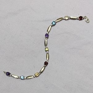 Sterling Diamond Accented Birthstone Tennis Bracelet